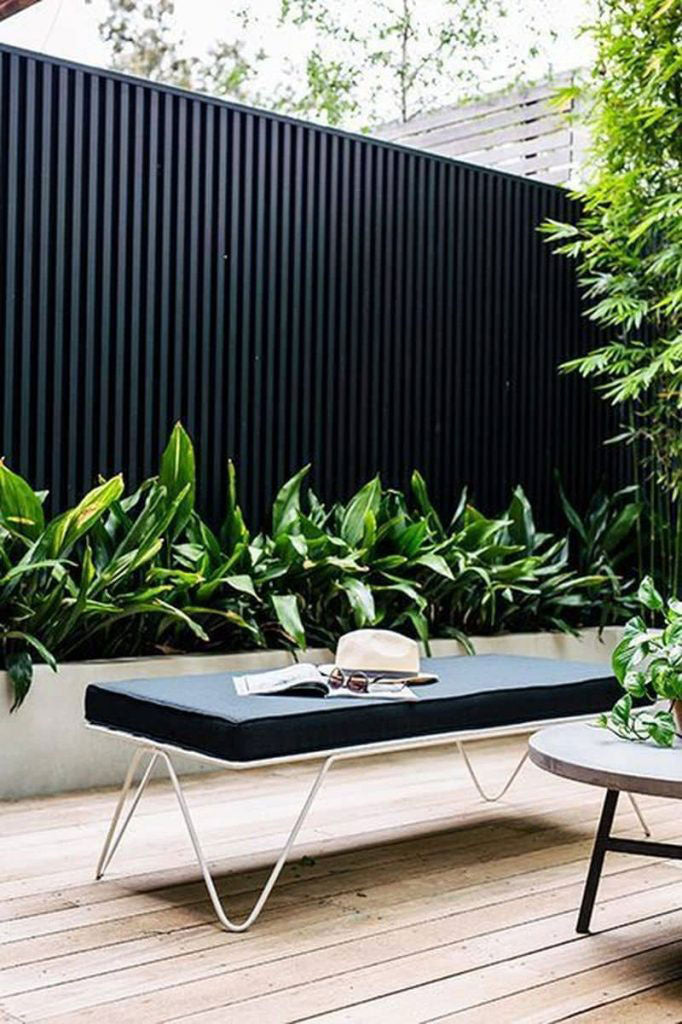 black outdoor slat wall paneling