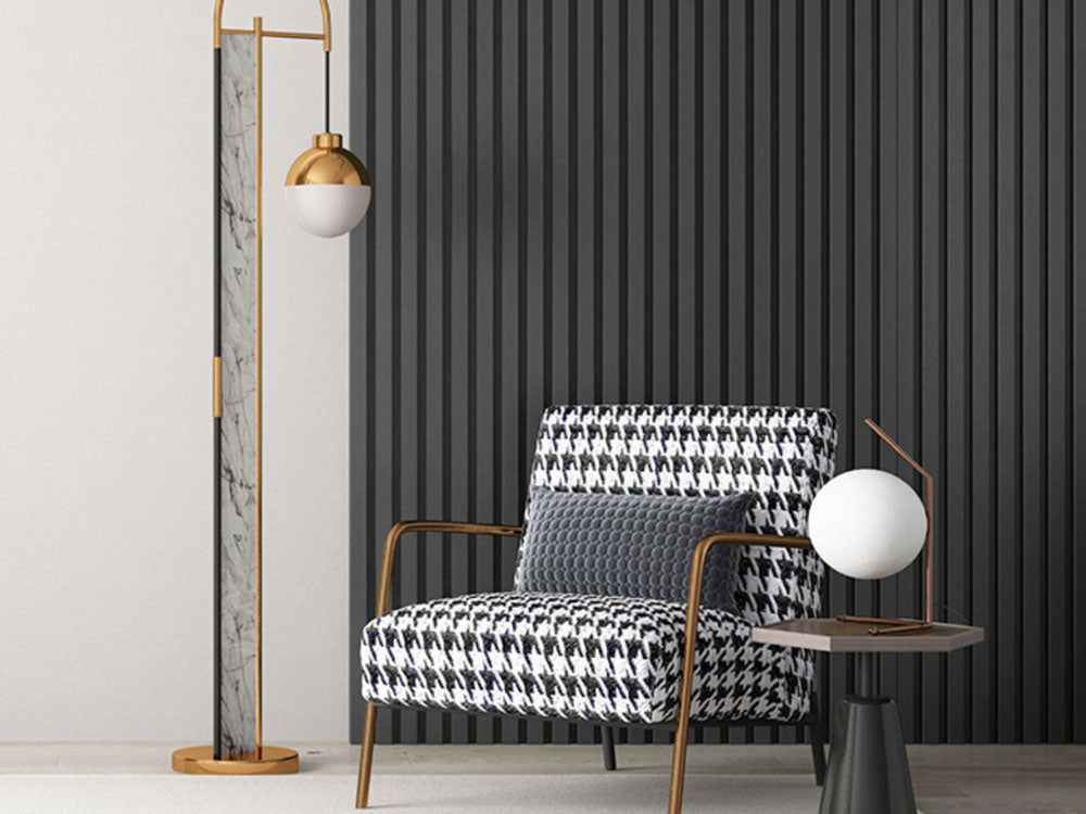 Solid Black Vinyl Slat Panels For Walls