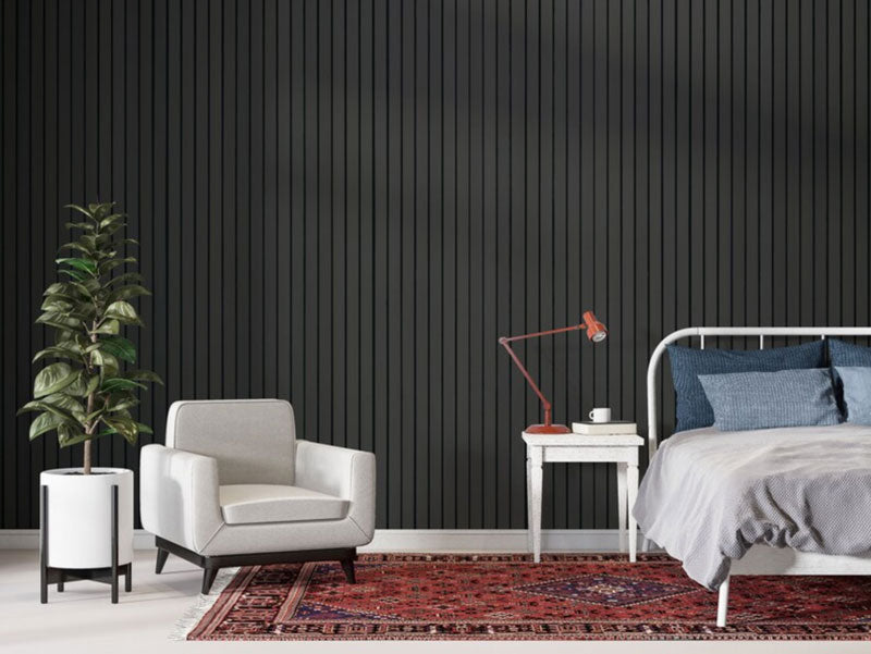 Solid Black Vinyl Slat Panels For Walls