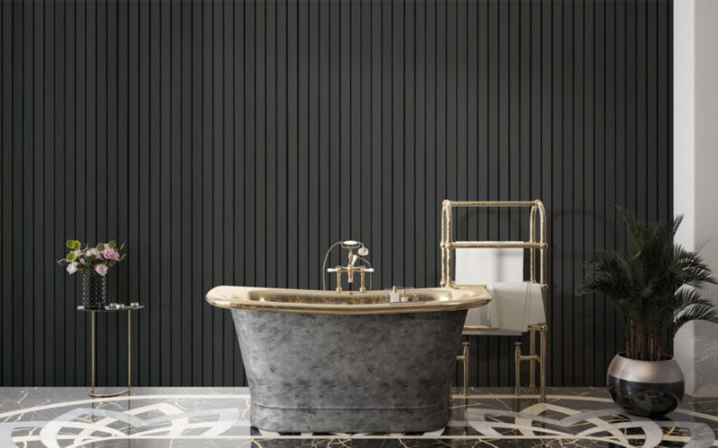 Solid Black Vinyl Slat Panels For Walls