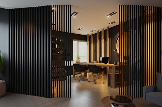 Black Wood Slat Room Dividers, Wall Partition