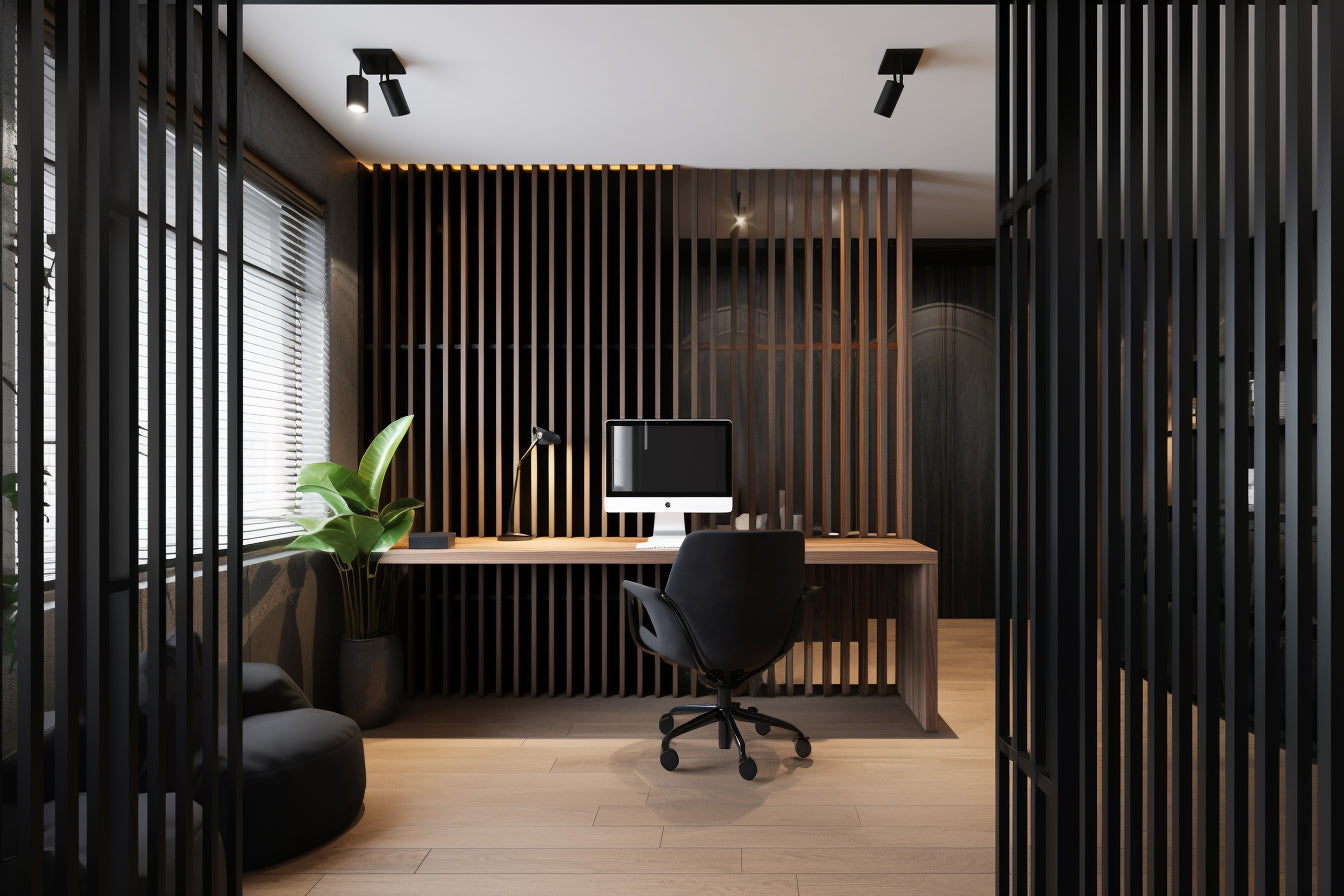 Black Wood Slat Room Dividers, Wall Partition