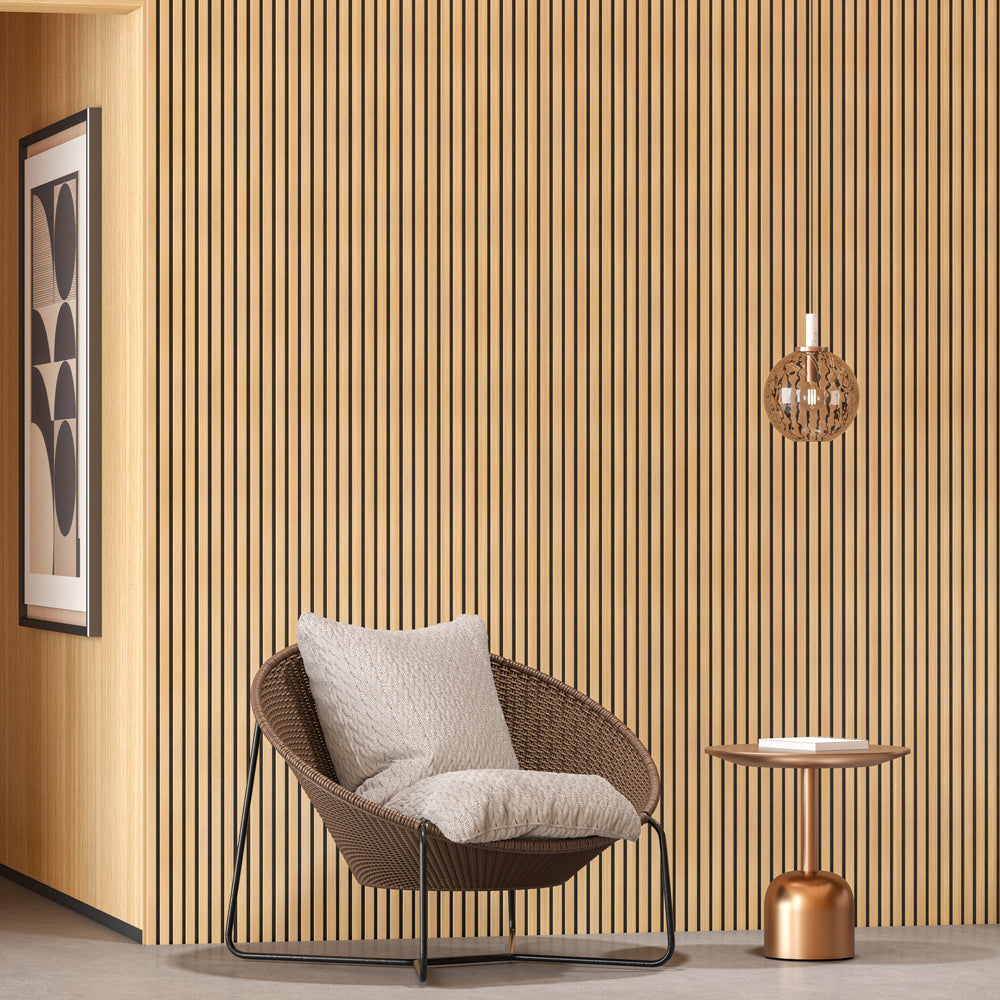 Maple With Black Accents Slat Wood Wall Panels - Broad
