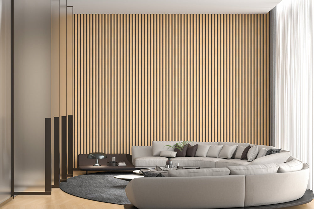 Maple With Black Accents Slat Wood Wall Panels - Broad