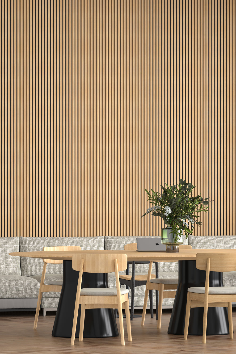 Maple With Black Accents Slat Wood Wall Panels - Broad