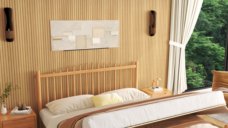 Champagne Oak Slat Wood Wall Panels - Broad