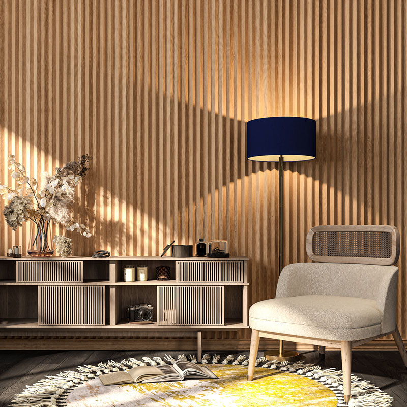 Champagne Oak Slat Wood Wall Panels - Triangular (94.5" Long) x (6" Wide)