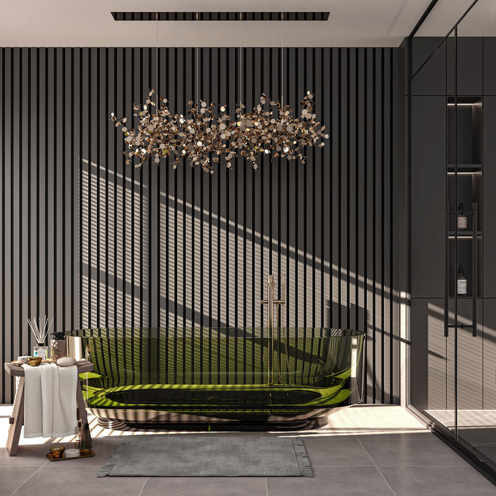 charcoal gray slat panels
