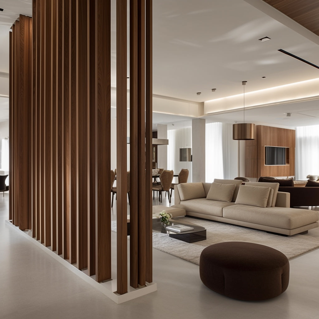 Chestnut Slat Wood Room Dividers, Wall Partition