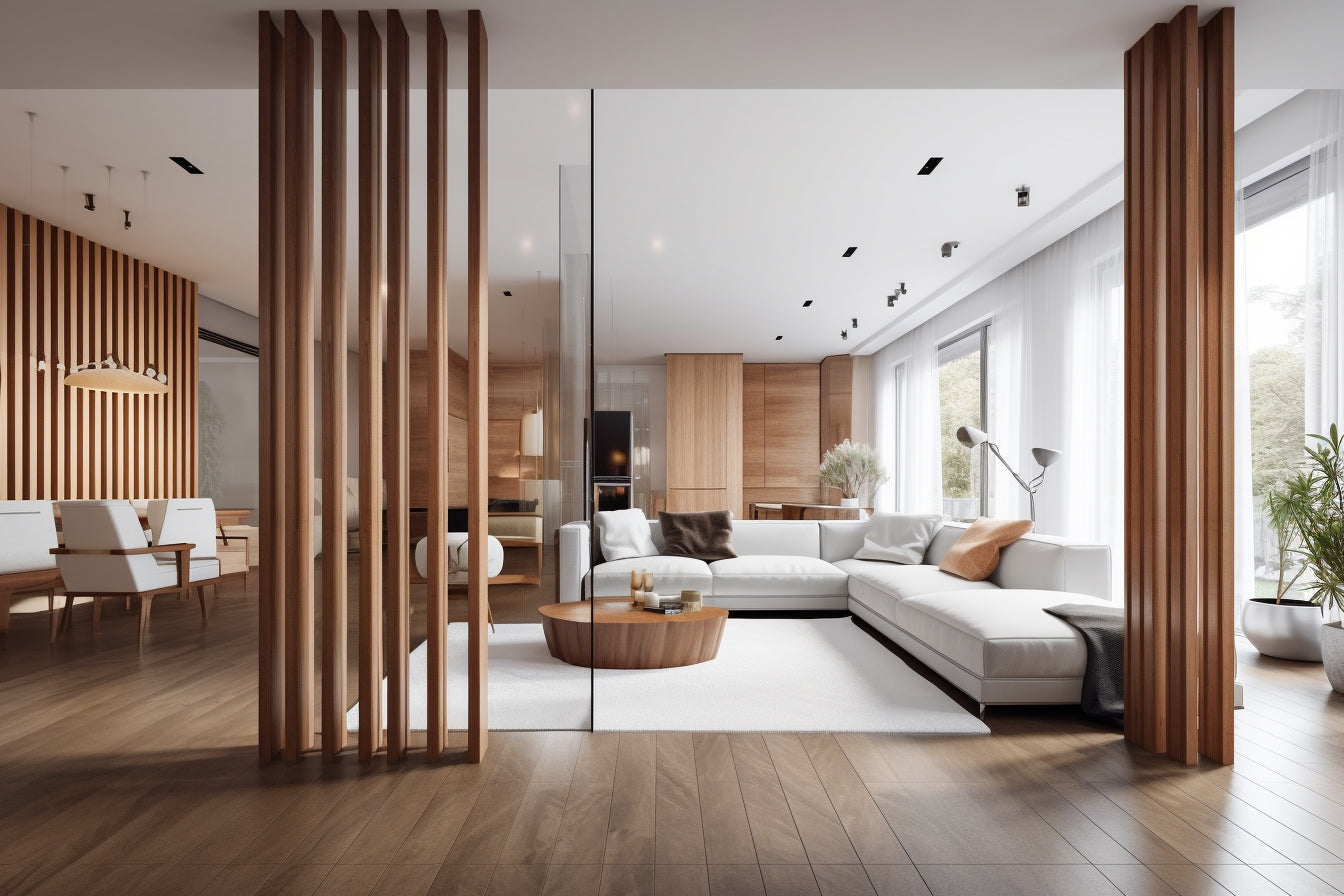Chestnut Slat Wood Room Dividers, Wall Partition