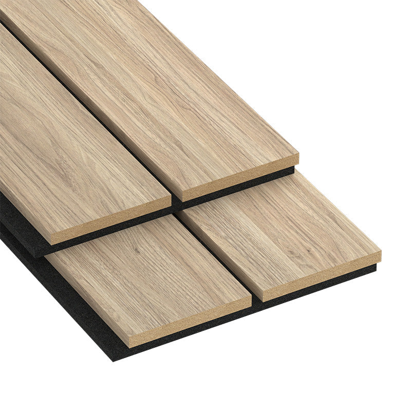 Combo-Slat Alternating Widths Acoustic Wood Wall Panels - Light Walnut