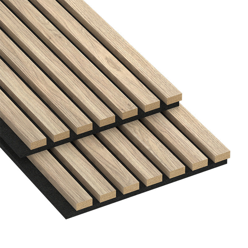 Combo-Slat Alternating Widths Acoustic Wood Wall Panels - Light Walnut