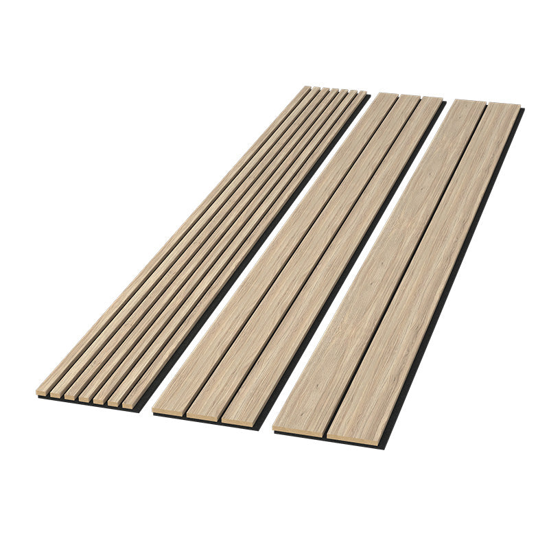 Combo-Slat Alternating Widths Acoustic Wood Wall Panels - Light Walnut