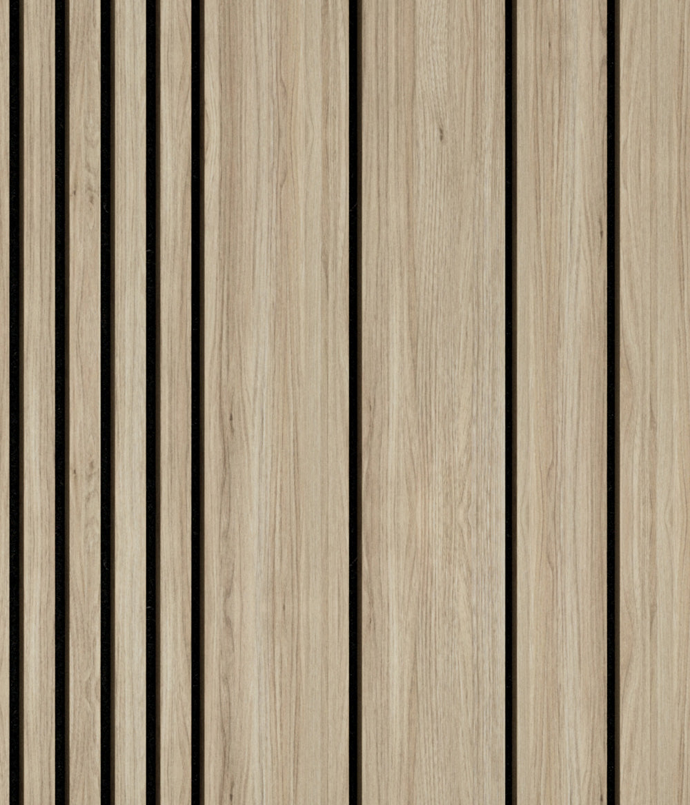 Combo-Slat Alternating Widths Acoustic Wood Wall Panels - Light Walnut