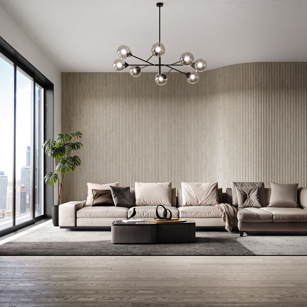 Flexible Rounded Wood Panels For Interior Walls Decorative Fluted Siding Cladding - Light Walnut