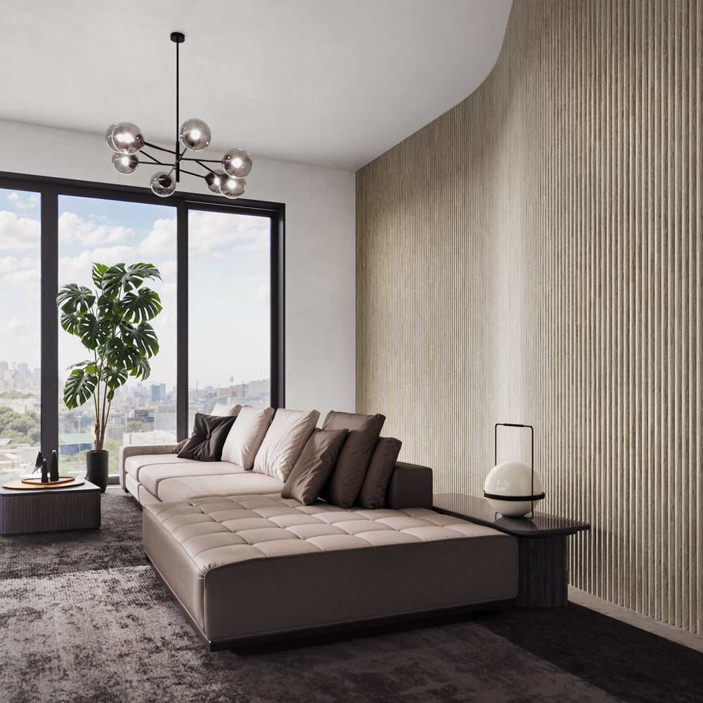 Flexible Rounded Wood Panels For Interior Walls Decorative Fluted Siding Cladding - Light Walnut