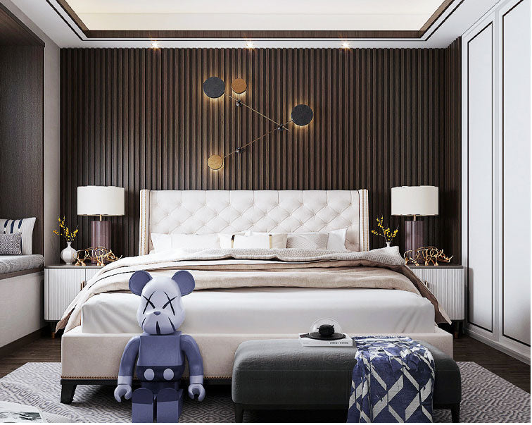 Kona Brown Slat Wood Panels for Walls - Sleek (106" x 5 3/4")