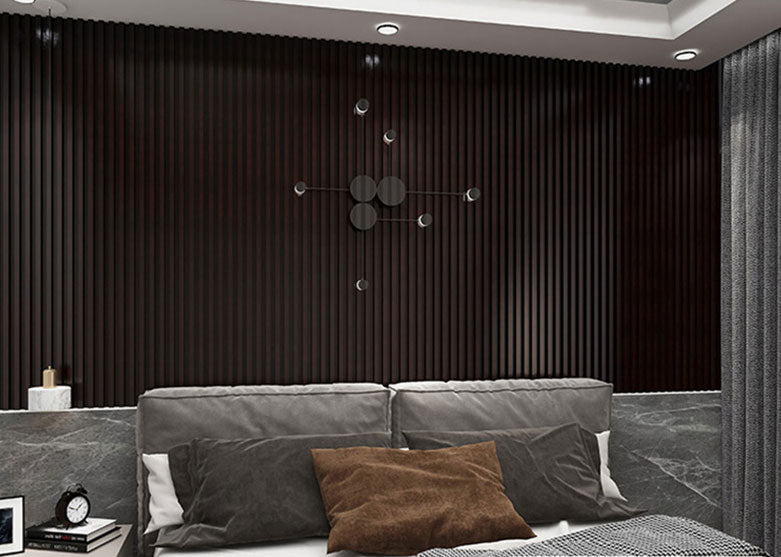 Kona Brown Wood Slat Panels for Walls - Stout (94" Long or 106" Long) x (5 3/4" Width)