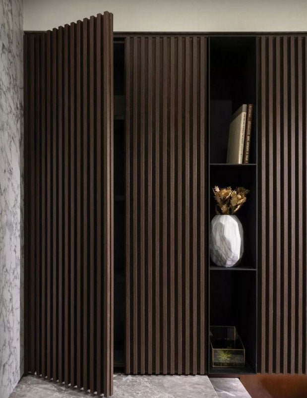 Kona Brown Wood Slat Panels for Walls - Stout (94" Long or 106" Long) x (5 3/4" Width)