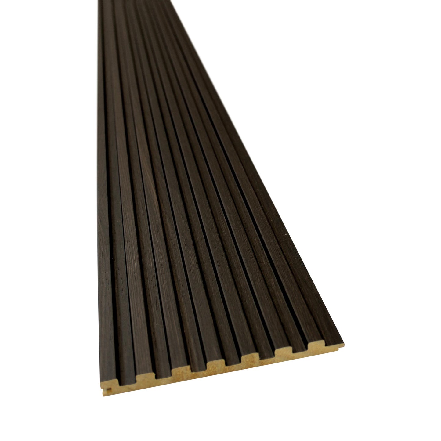 Kona Brown Slat Wood Panels for Walls - Sleek (106" x 5 3/4")
