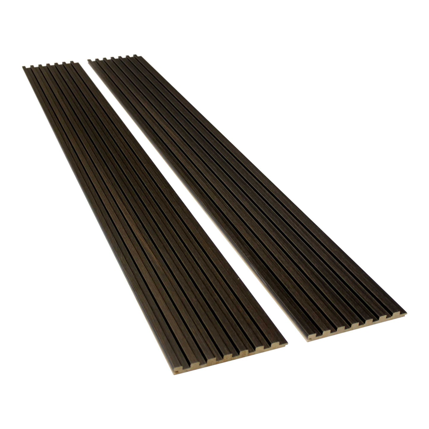 Kona Brown Slat Wood Panels for Walls - Sleek (106" x 5 3/4")