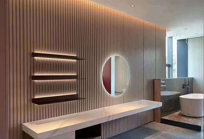 Champagne Oak Wood Slat Panels for Walls - Stout (94" Long and 106" Long) x (5 3/4" Width)