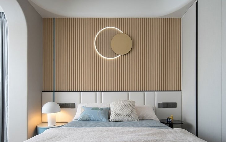 Bedroom wall slat panels