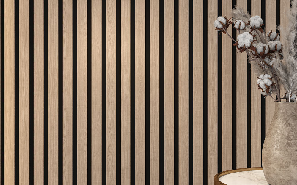 Vanilla Oak Acoustic Slat Wood Paneling for Soundproofing Walls
