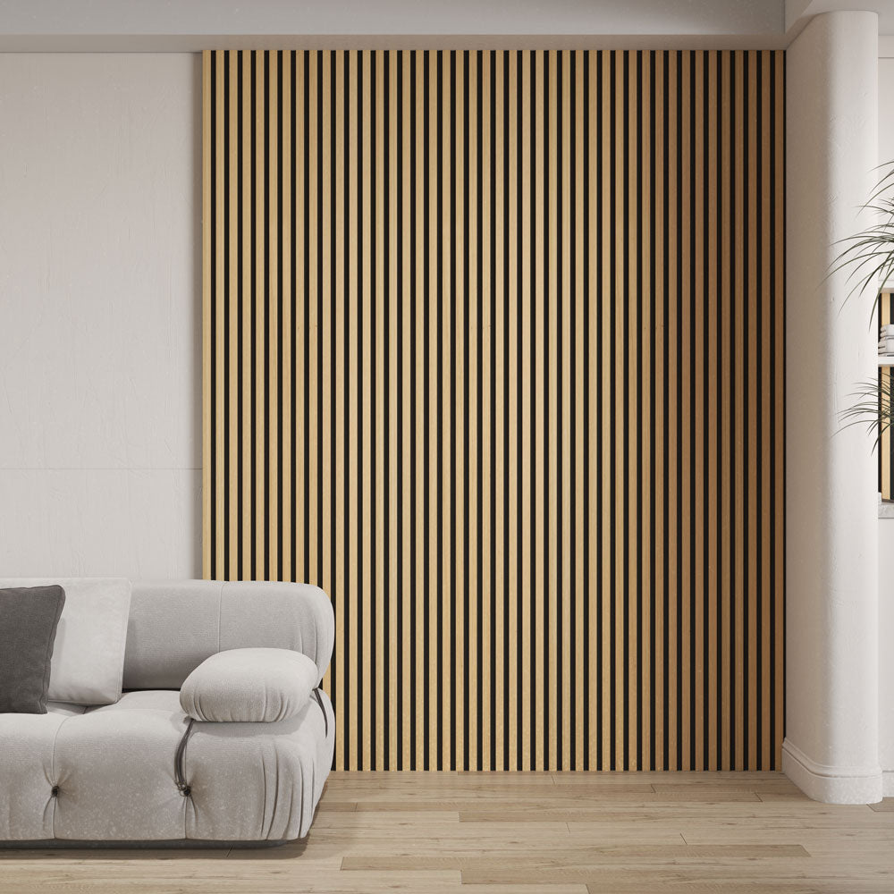 light walnut acoustic wall paneling