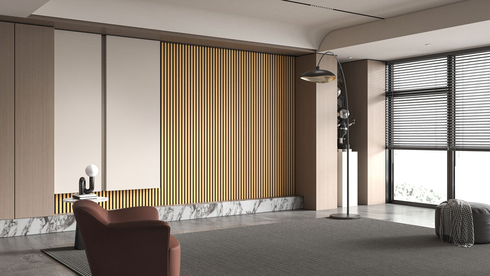 light walnut acoustic slat panels