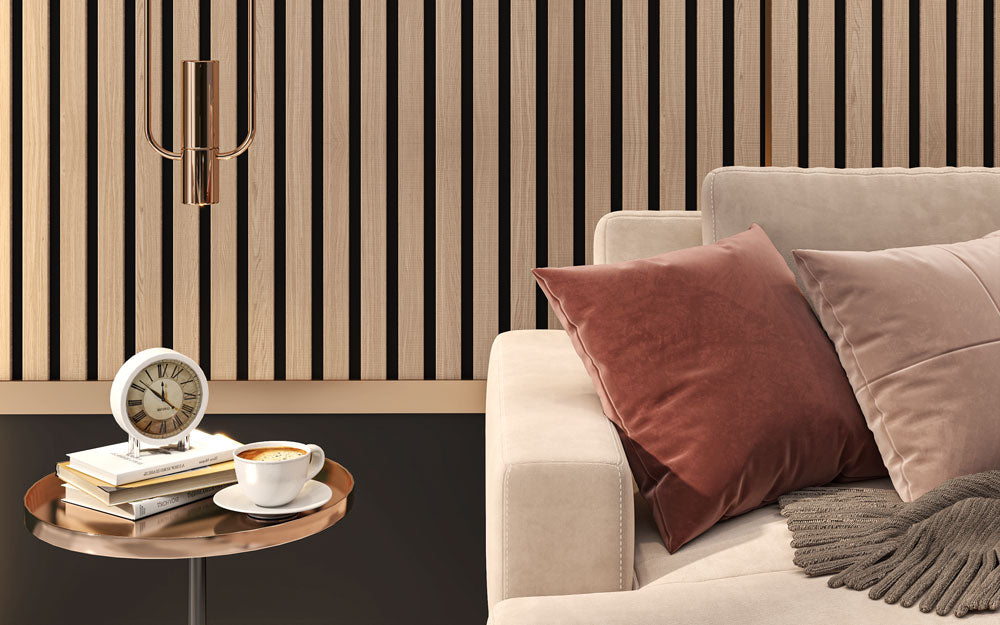 Vanilla Oak Acoustic Slat Wood Paneling for Soundproofing Walls
