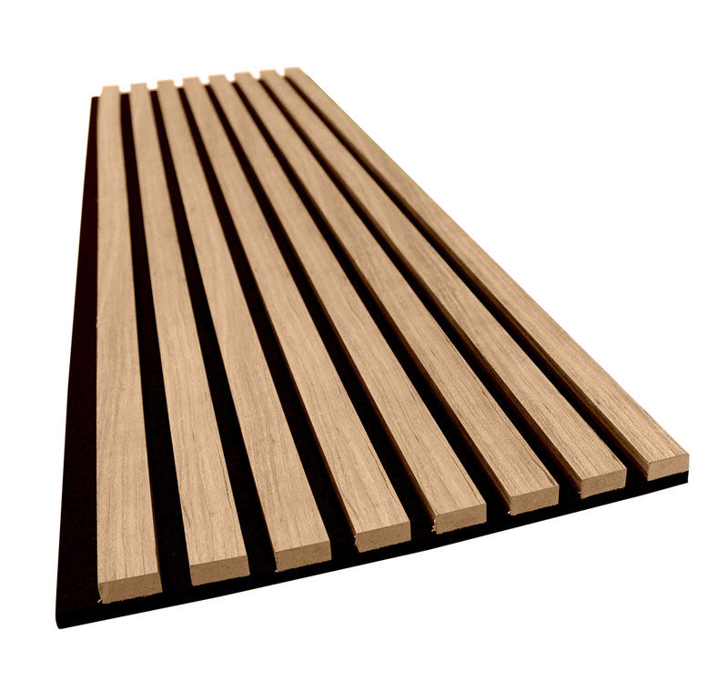 Light Walnut Acoustic Slat Wood Panels for Walls and Ceilings (94" x 12")