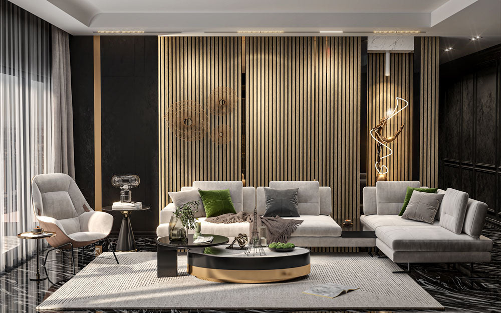 light walnut acoustic slat panels