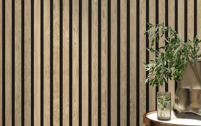 Light Walnut Acoustic Slat Wood Panels for Walls and Ceilings (94" x 12")