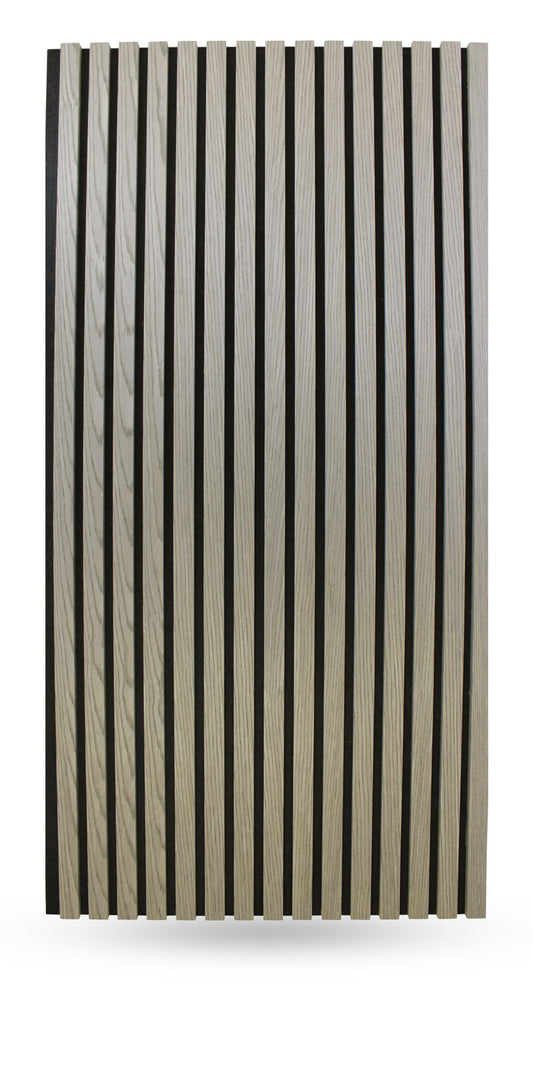 Gray Oak Acoustic Wall Panels Real Wood Veneer Three-Sided Slats