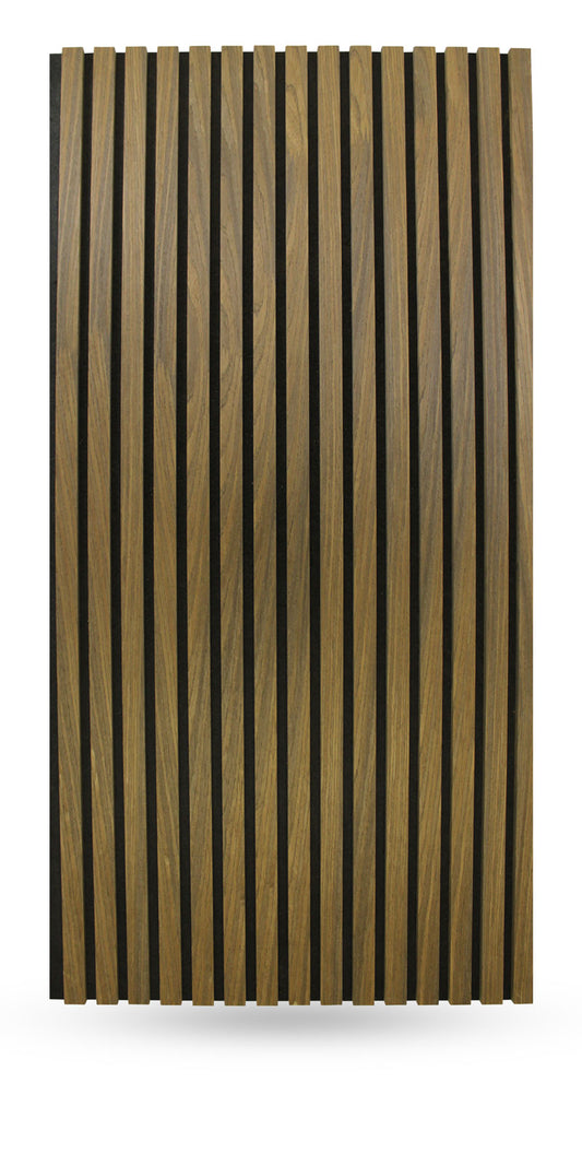 Dark Walnut Acoustic Wall Panels Real Wood Veneer Three-Sided Slats