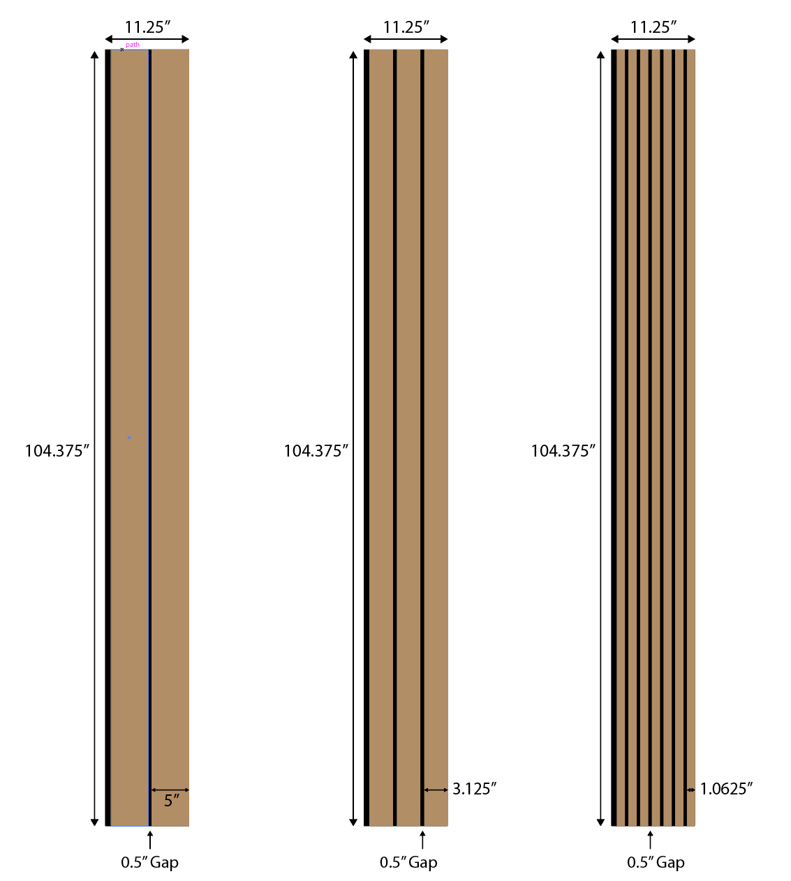 Combo-Slat Alternating Widths Acoustic Wood Wall Panels - Light Walnut