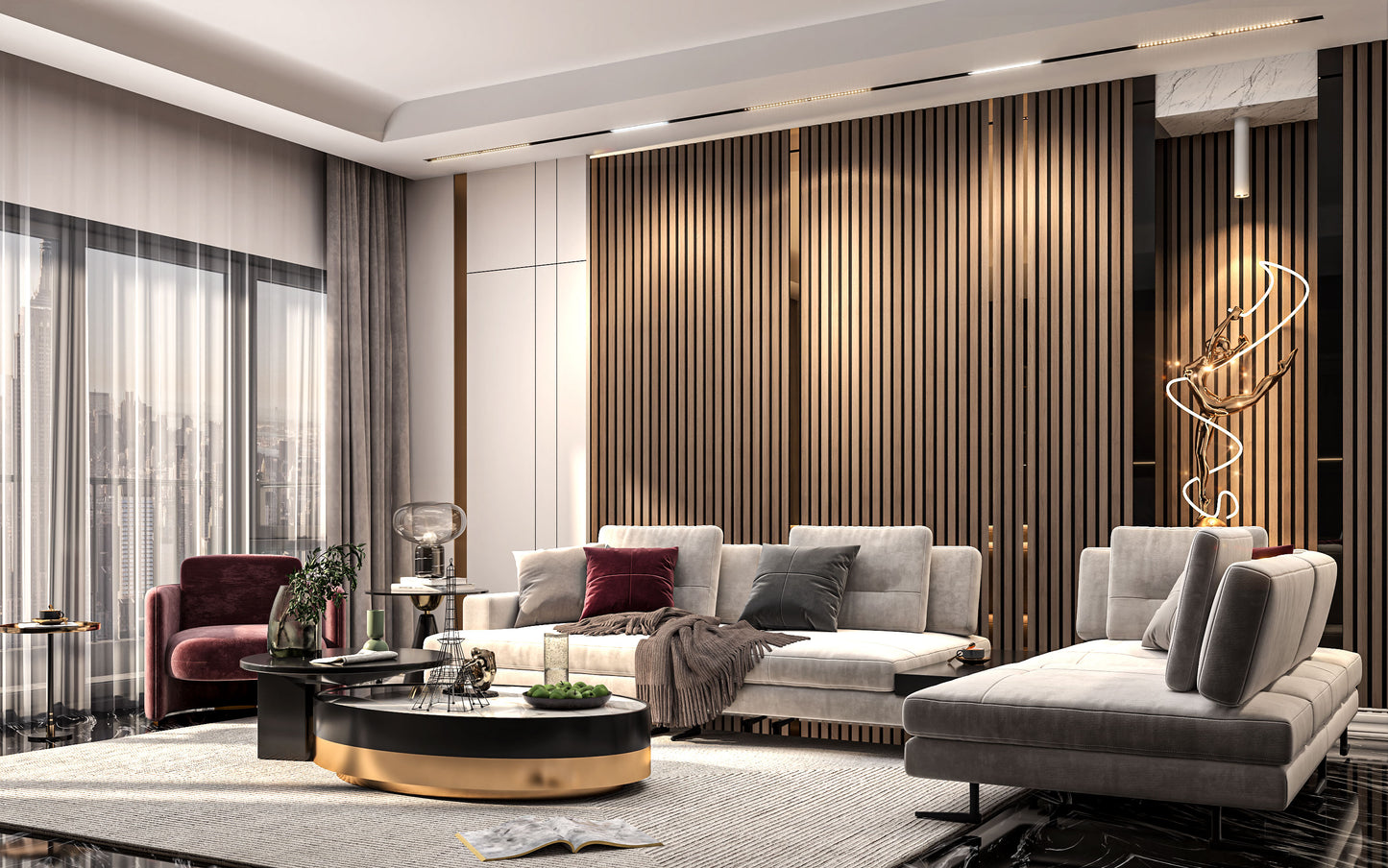 Mocha Brown Acoustic Slat Wood Paneling for Soundproofing Walls (94" x 12") or (106" x 12")