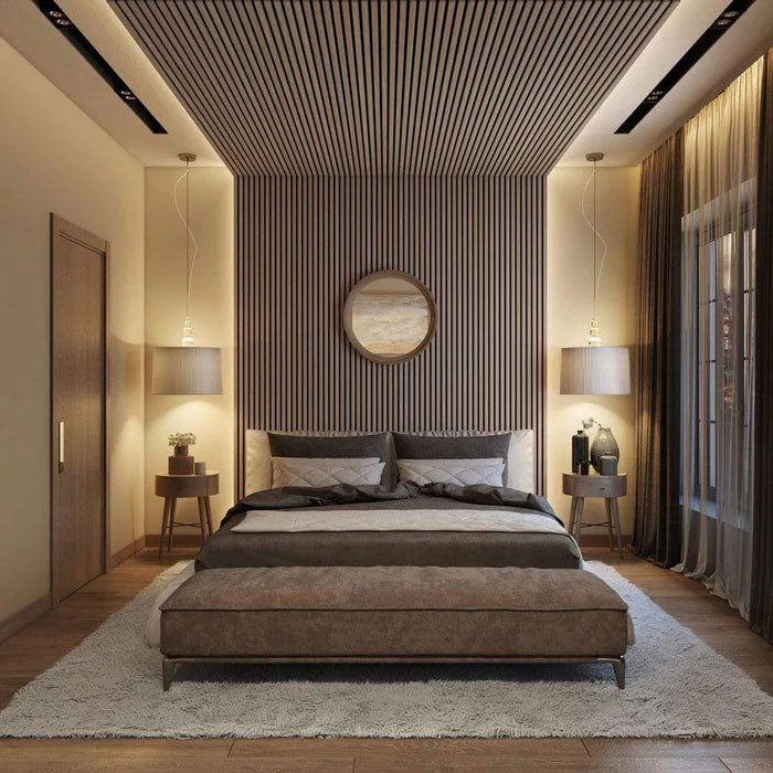 Mocha Brown Wood Slat Panels for Walls - Stout (94" x 5 3/4")