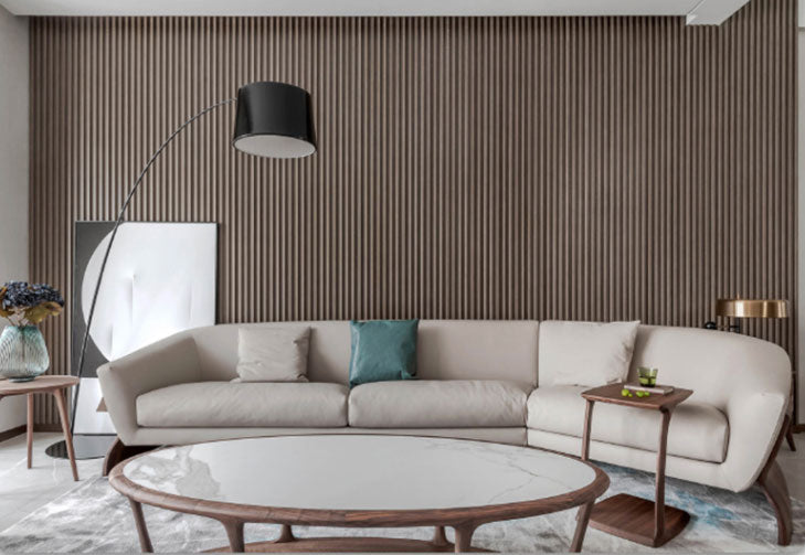 Mocha Brown Wood Slat Panels for Walls - Stout (94" x 5 3/4")
