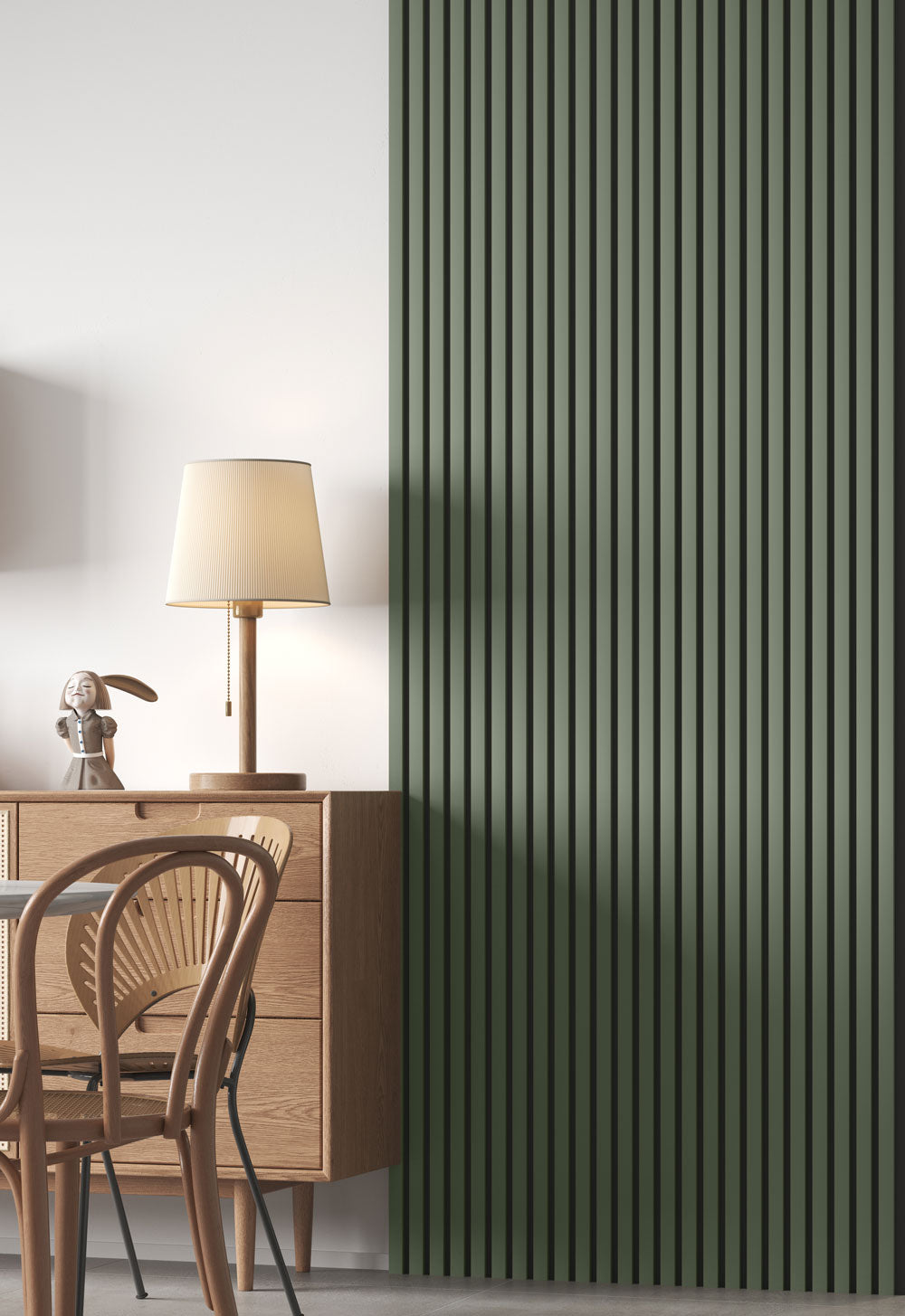 Olive Green Acoustic Slat Wood Wall Panels