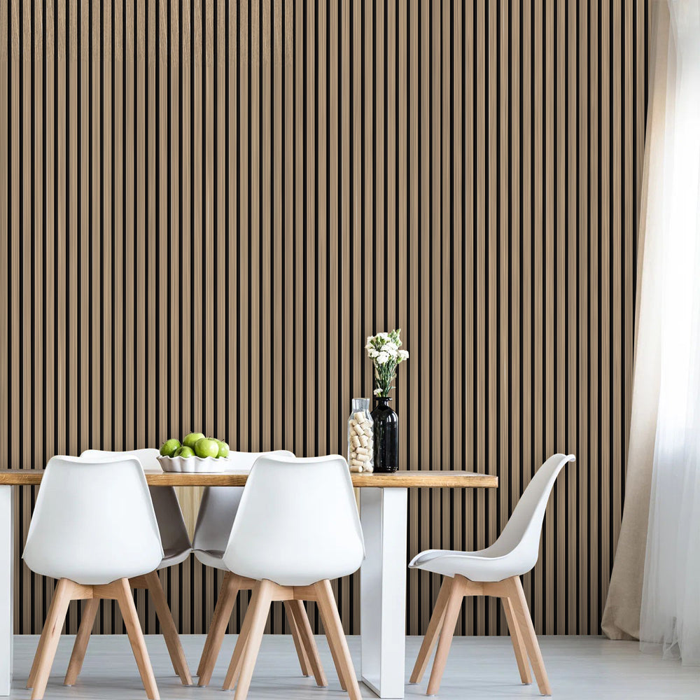 American Walnut Acoustic Wall Panels Real Wood Veneer Three-Sided Slats