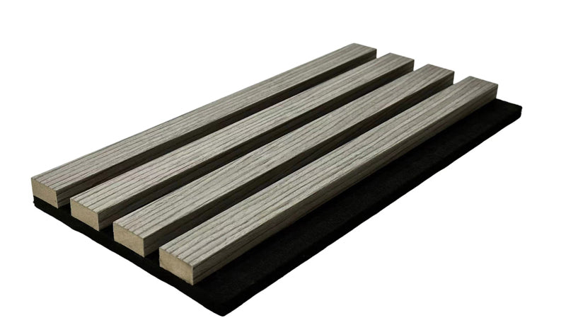 Gray Oak Acoustic Wall Panels Real Wood Veneer Three-Sided Slats