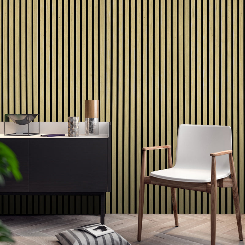 White Oak Acoustic Wall Panels Real Wood Veneer Three-Sided Slats
