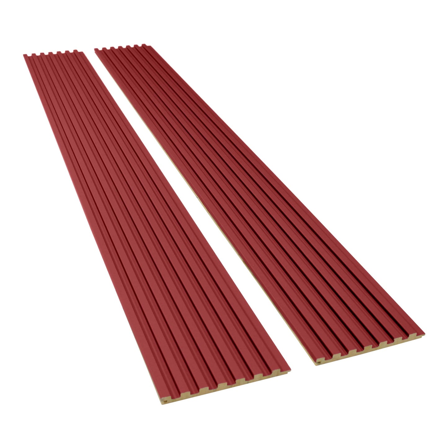 red slat wall paneling