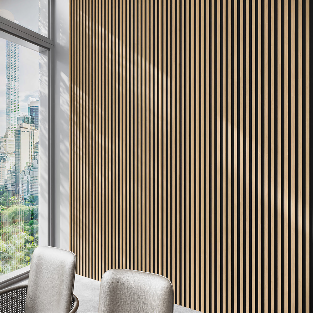 Maple With Black Accents With Black Accents Wood Slat Panels for Walls - Stout
