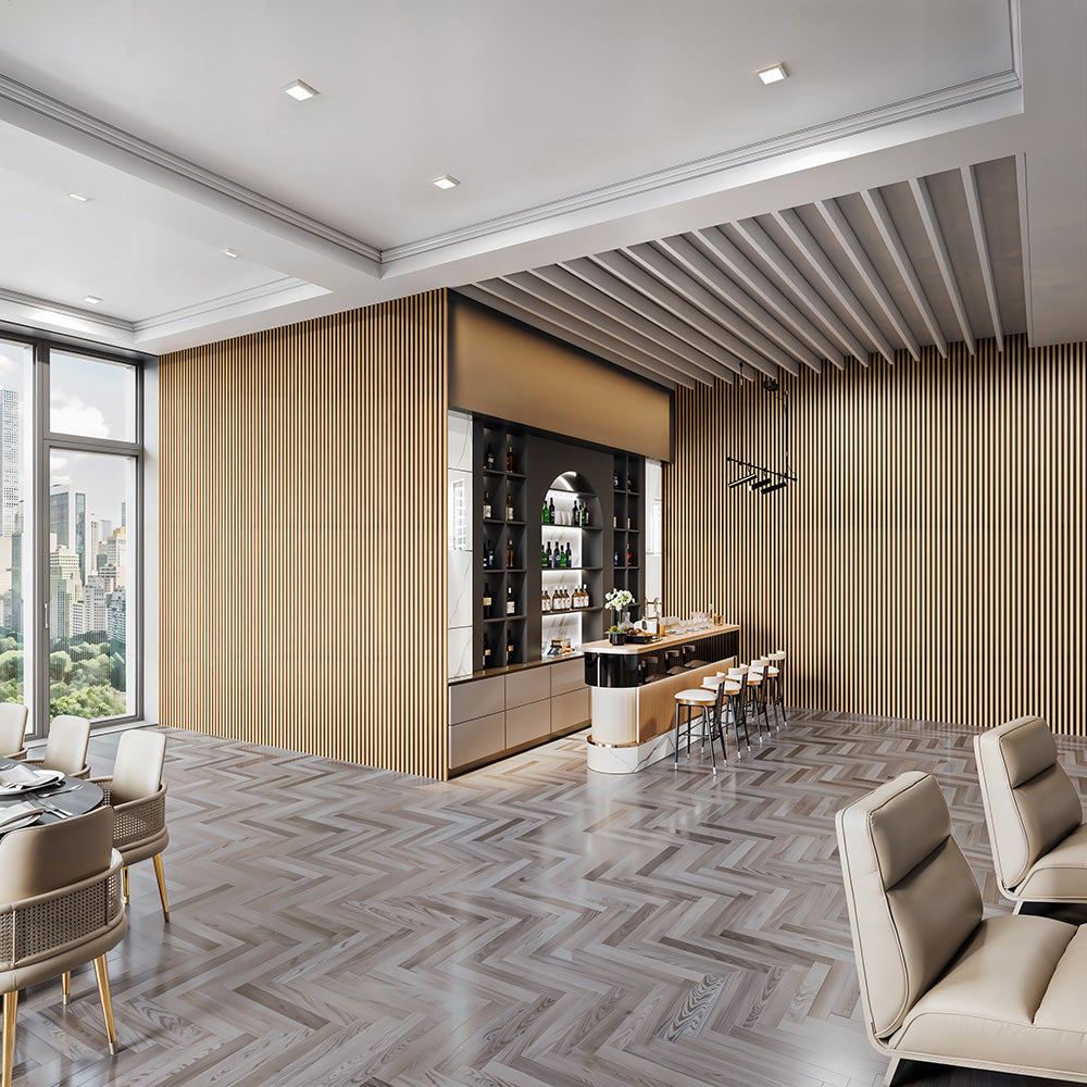 Maple With Black Accents With Black Accents Wood Slat Panels for Walls - Stout