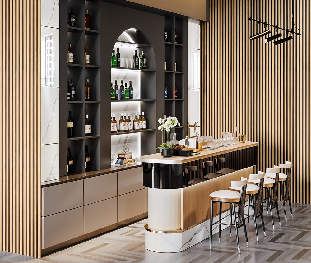 Maple With Black Accents With Black Accents Wood Slat Panels for Walls - Stout