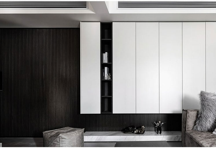 Ultra Black Wood Slat Panels for Walls - Stout (94" Long and 106" Long) x (5 3/4" Width)