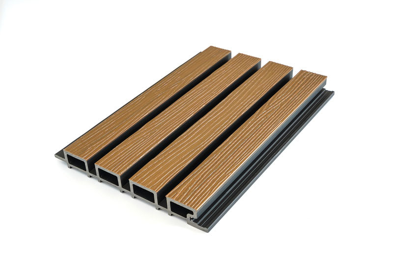 Weathered Teak Wood-Effect Exterior Slat Wall Paneling for Outdoors